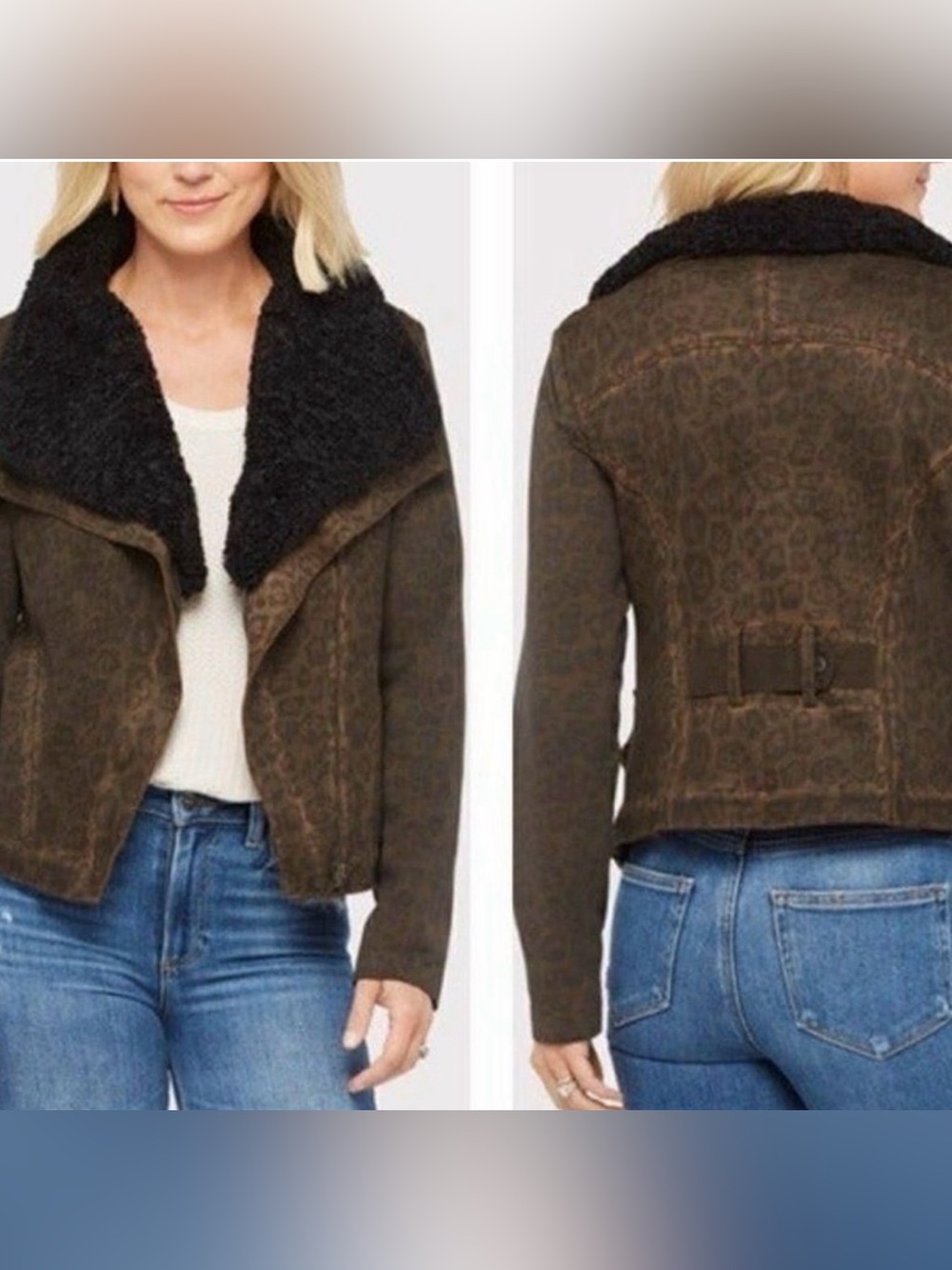 Anthropologie Marrakech Leopard Moto Jacket Sherpa Collar Small – Retail $158